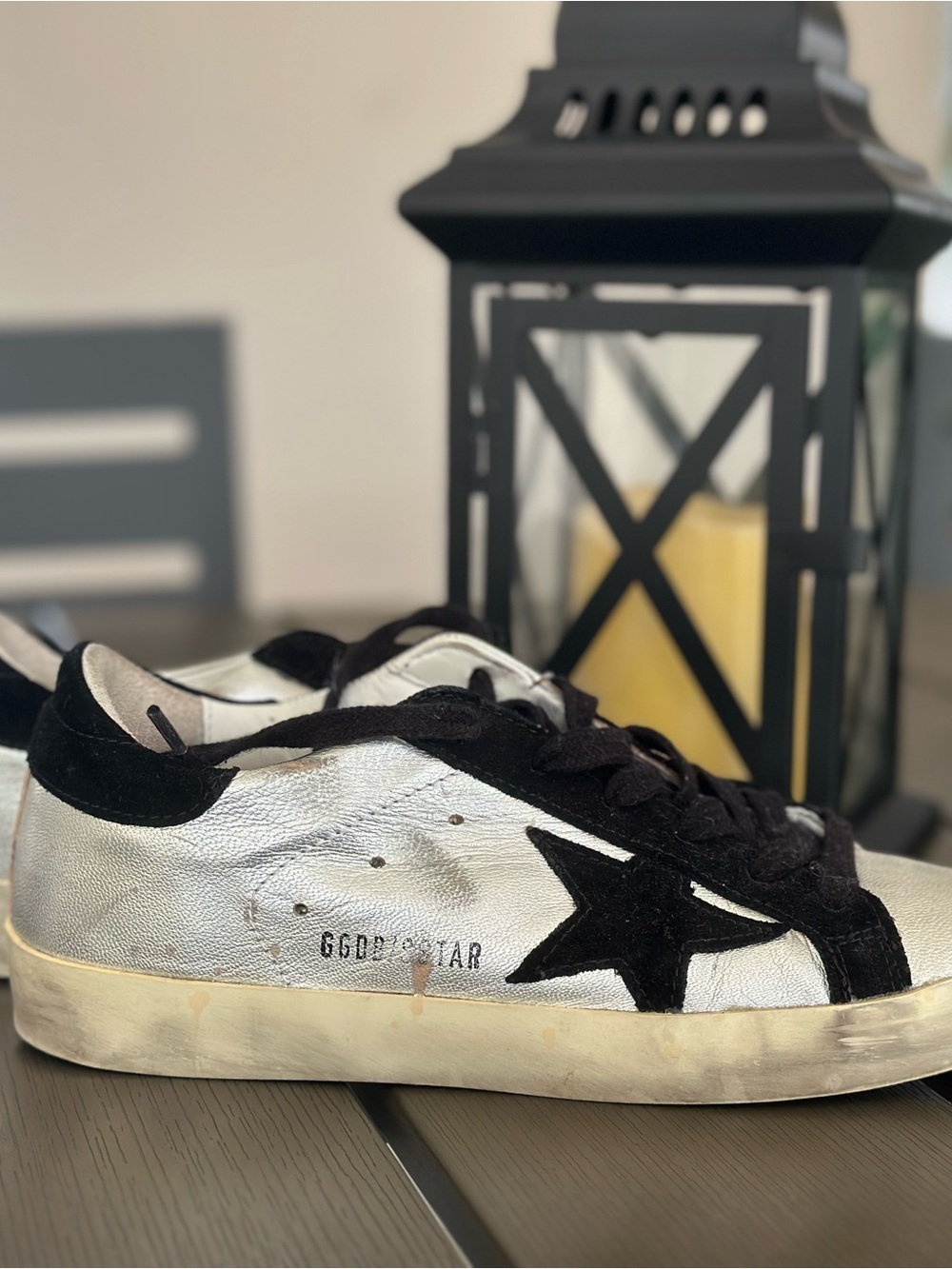 Golden Goose Black & Silver Star Accent Sneakers